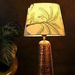 Golden Hammered V-Shaped Lamp with Taper Muticolor Green Shade | Night Lamp | Reading Lamp | Home Decor Items | Galvanized Iron Bedside Table Lamp | Metal Handcrafted Lamp | Living Room Decor-picture-39