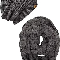 wrapables Winter Warm Chunky Cable Knit Infinity Scarf and Beanie Set-picture-34