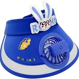 richtots Premium USB Rechargeable Cute Cartoon Styled Sun Visors Cap with 3 Gear Adjustable Wind Speed Fan UV Sun Protection Sunshade Hat Mini Empty Top Cooling Pink-picture-11