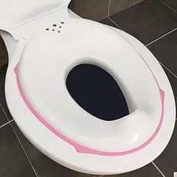 RainDrops Portable Unisex Potty Training Toilet Seat for Kids & Toddlers | Lightweight Non-Slip Toilet Seat for childrens with Splash Guard & Free Hook | Kids Western toilet Potty seat (Pink) (Pink)-image-2