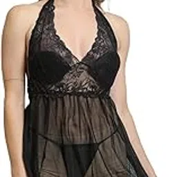 n-gal Lace Deep Neck Babydoll Nighty with Panty-picture-22