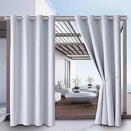 Waterproof Outdoor Curtain W52 x L84 - Grommet Top Sunlight Blocking Window Treatment Drapes Blackout Curtains for Home Bedroom Living Room Outdoor Patio Porch Pergola Cabana Gazebo (White, 2 Panels)-picture-14