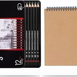 DaKos Professional Sketch Pencil Set Of 13 Pieces, Drawing Supplies, Drawing Art Pencils Kit For Artists With Paper A5 Paper Sketch Book And Tin Box, Ink black-picture-10