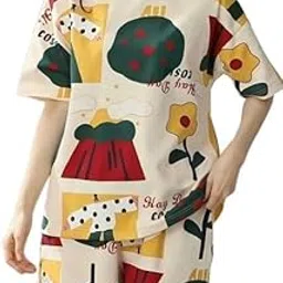 musi fab Cotton Blend Printed Nightsuit || Everyday Nightsuit || Night Dress || Shorts Set || Pajama Set for Women-picture-24
