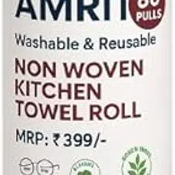 (PACK OF 1) AMRIT Reusable Kitchen Towel Roll - 80 Pulls 1 Roll | Non-Woven | 2-Ply | Washable, Highly Absorbent, Eco-Friendly Cleaning Wipes | For Kitchen, Home & Multipurpose Use-image-78