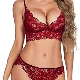 anashra fashion Anashra Women's Lace Lingerie Bra and Panty Set Strapy Babydoll Nighty for Honeymoon Valentine Dress Sexy Lingerie/Bikni | Women's Sexy Lace Bra and Panty Lingerie Set-picture-11