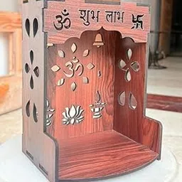Mangal Beautiful Wooden Pooja Stand for Home, Temple, Office, Wall Mounted Puja Mandir Size (H - 8 INCH L - 6 INCH)-picture-27