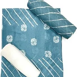 Chiffon Fabric Suit Set, 3 Pieces Unstitched, Lehriya Print, (Sky Blue)-picture-35