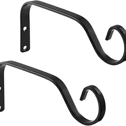 bnf® 2Pcs Iron Hanging Plant Brackets Plant Hangers for Outdoor Indoor Wind Chime Black | Yard, Garden & Outdoor Living | Gardening Supplies | Plant Care, Soil & Accessories image 1