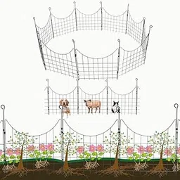 JJABOX Decorative Garden Fence, Metal Animal Barrier, 5Pcs Rustproof No Dig Fence Panels for Garden, Balcony Versatile Fence, Dogs, Arched Flower Bed Edging & Outdoor Decorative Border(16.92 X 16)INCH-image-9