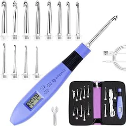 Counting Crochet Hook Set with Case – 12 Sizes Interchangeable Metal Heads (2.0–8.0mm), Rechargeable Light Up Crochet Hook with Digital Counter, Ergonomic Crochet Hooks Kit for Beginners & Experts-picture-25