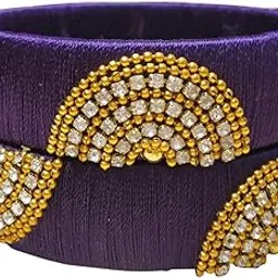 goelx Festive Offer: Designer Handcrafted Ethnic Half Moon Silk Thread Bangles for Women-picture-27