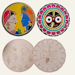 Decordial Premarked Jagganath and Radhakrishnan lippan Art Materials kit with MDF DIY kit lippan Art Mirror, 1 pcs lippan Art Painting Brush and Colour-picture-35