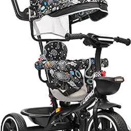 Tuono T-202, Kids Tricycle with Parental Control, Cushioned Seat, Seat Belt (Black)-picture-18