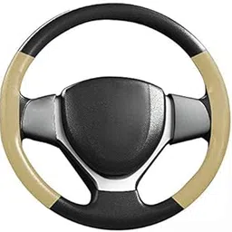 MIZZEO Car Steering Wheel Cover | Microfiber Leather | Breathable, Anti Slip | Odourless | Stitchable | Black & Beige for Chevrolet Sail Hatchback (2013-2018)-image-6