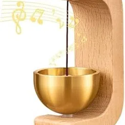 Trikhomam Wooden Frame Mini Bell Chime – Soothing Desk Gong with Golden Resonance Bowl for Meditation, Focus & Decor (Pack of 1)-picture-12