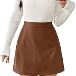 aiza n aizal Women’s Faux Leather Mini Skirt – Panelled Design for Effortless Style-picture-30