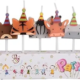 Party Port 5pcs Cute Cartoon Animal Cake/Cupcake Birthday Candle for Tropical, Animal, Jungle Theme Party-picture-19