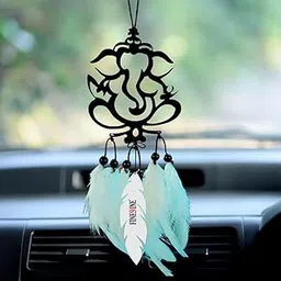 FINE9INE Ganesha Car Dream Catcher with Paper Perfume | Rearview Mirror Decor with Long-Lasting Divine Aura Fragrance | Ideal for Car, Home, Office & Gifting-picture-34