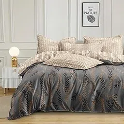 Subtlespreads Premium Ultra Soft Plush Comforter | Blanket | Duvet Set with 1 Bedsheet and 2 Pillow Covers - AC Comforters with Bed Sheet (Grey Leaves, Double Comforter with Fitted Bedsheet)-image-14