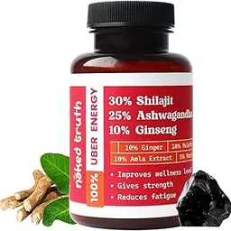 WildOak Shilajit with Ashwagandha & Korean Ginseng for Women | Strength | Stamina & Energy Booster | Hormonal Balance | Relief from Menstrual Cramps | 1000mg | 60 Veg Capsules image 1