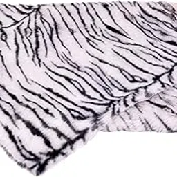 PRANSUNITA Fur Cloth Color White Tiger Print, Size 38" x 34", 2 Cms Soft Hair Length Used for Dresses, Soft Toys Making, Jackets Etc image 1