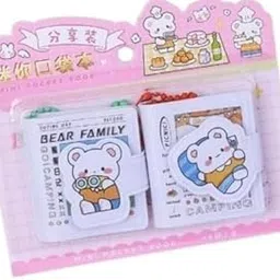 LICHIE LICHIE Mini Notebook with Cute Stickers for Kids, Pack of 1, 40 Pages (PINK BEAR FAMILY)-picture-27