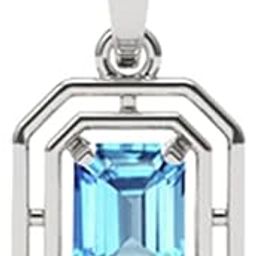 clara Pure 925 Sterling Silver Blue Solitaire Men Pendant Necklace | With or Without Chain | Gift for Men & Boys |Platinum Plated, Swiss Zircon-picture-19