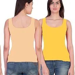 17hills Pack of 2 Premium Tank Top Vest Top Camisole Sando Spaghetti Inner-wear Camis for Women, Girls-picture-14