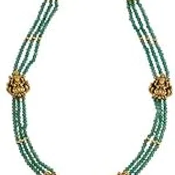kushal's Fashion Jewellery Ruby-Green Gold Plated Ethnic Antique Necklace - 425042-picture-36