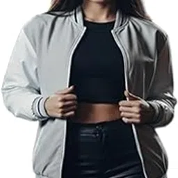 maykr Women Grey Jacket,Bomber Jacket For Women,Winter Windcheater.9-picture-26