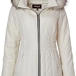 sportoli Womens Winter Coat Faux Fur Trim Hooded Down Alternative Puffer Jacket-picture-32