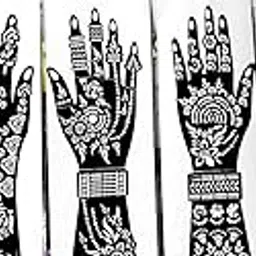Glamyou Full Hand Mehndi Stencil Design Full Hand Set | Henna Tattoo Stencil for Women, Girls and Kids | Easy to use in just 4 Steps | Mehandi Sticker Sr.no-89829-image-56