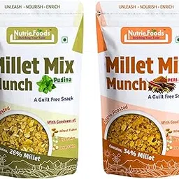 "NUTRIEFOODS" Enriching Your Taste Millet Snack, 100% Roasted Millets, Guilt Free, Nutritious Munch (Peri Peri & Pudina (Pack of 2), 200gm) image 1