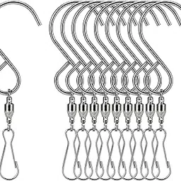 SECRET DESIRE™ 10X Swivel S Hooks Clips for Hanging Garden Wind Spinners Flower Pot Silver-picture-24