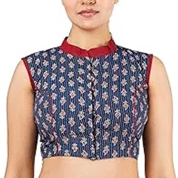 jalpaibon Pure Cotton Printed Designer Blouses Blue-JALPBL-22-06-88||Readymade Blouse for Women ||JALPBL-22-06-88-picture-19