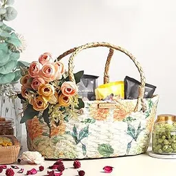 Habere India-All the Cultures Fabricating India Wicker Basket | Wicker Hamper Basket | Bamboo Basket | Cane ShelfBasket | Gift Hamper Basket | Decorative Fruit Gift Baskets (Design 26)-image-65