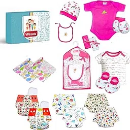 VParents New Born Combo Gift Set 16 in 1 for Baby boy and Girl (0-12 Month) Pink Assorted Design-picture-19