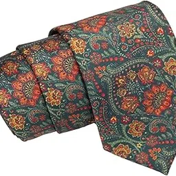 Men's Green Floral Microsatin Tie for Men-image-72