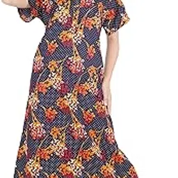 wristy Women's Cotton Printed Maxi Nighty (Multicolor Free Size)-picture-29