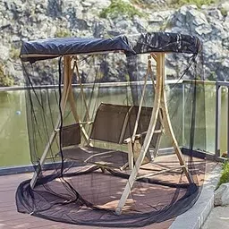 Patio Swing Mosquito Netting - Polyester Mesh Screen with Zipper Opening and roof Waterproof Tent - Rectangle Netting Curtain (Three-Person Chair Size)-picture-32