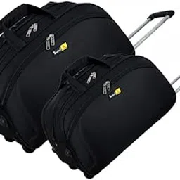 skyline Unisex Luggage Travel Duffel Trolley Bag with 2 Wheels Pack of 2 (Black)-picture-46