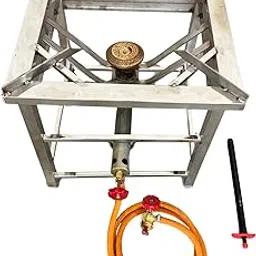 Amaru Single Burner Stainless Steel Square Chulha Canteen Bhatti Commercial Gas Stove - Silver, Manual With All Accessories (Large-17x17x17)-picture-18