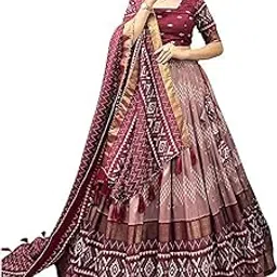 dream crushers Women,s Tussar Silk With Bindi And Foil Print Lehenga choli Set | Navratri Stylish Lehenga Choli for women | Weddings and Special Occasions | Bridal lehenga for wedding-picture-13