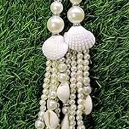 Libas Fashion Latkan Handmade Work Hanging Tassels Craft Sewing Bridal Lehenga for Wedding Blouse Sari Dressing Traditional Color White 2 PC-picture-15