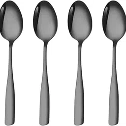 Black 4-Piece Stainless Steel Cutlery Set Dessert Spoon Premium Dining Essentials-Stainless Steel Silverware Tableware[ Kitchen, Wedding, Restaurants,Gifting] Use-picture-28
