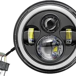 CCE LED Head Light for Bullet 7 Inch with Full DRL Headlight for Bullet Classic 350/500 Yellow & White (Royal Headlight)-picture-42