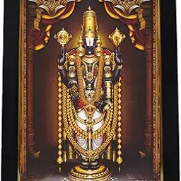 101 Temples - Divinity Eternity Spirituality Tirupati Balaji Nijapada Dharshanam in Gold Garland God Photo Frame for Pooja Room with Wall Hook, 1 Piece | 13 x 10”, Matt Finish, Wood-picture-14