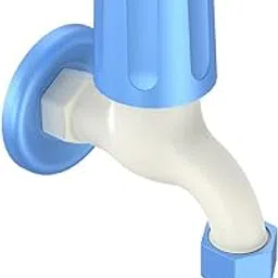 RN PTMT Superior Plastic Faucet Bib Cock Tap with Nozzle for Kitchen Sink | Tap for Bathroom & Outdoor Garden with Flange Wall Mount (Ivory-Blue Dual)_RNSAF07A08 | 15mm(1/2") Cartridge-image-6
