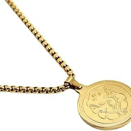 nikza Ganesha's Blessing Pendant Gold Stainless Steel Necklace Chain For Men (24 Inch)-picture-53